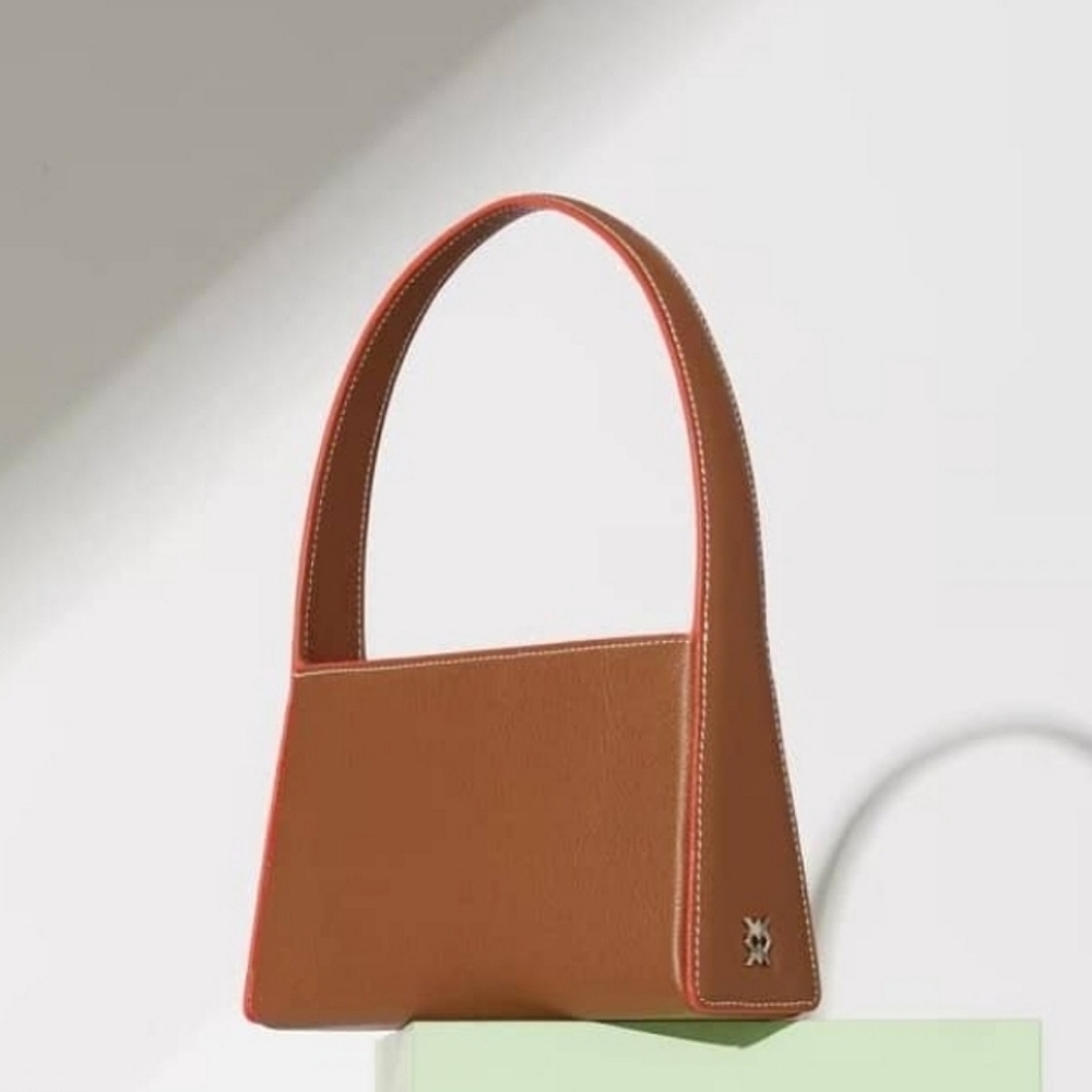 New! Small Genuine Leather Suede Brown Orange Handbag